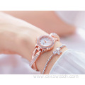 Diamond Women's Watch Quartz Steel Fashion Rose Gold Charm Rhinestone Cross Luxury Wristwatch BS 1531 Ladies Dress Watches